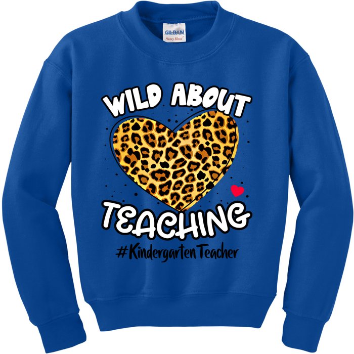 Wild About Teaching Kindergarten Teacher Squad Leopard Print Cute Gift Kids Sweatshirt