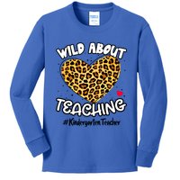 Wild About Teaching Kindergarten Teacher Squad Leopard Print Cute Gift Kids Long Sleeve Shirt