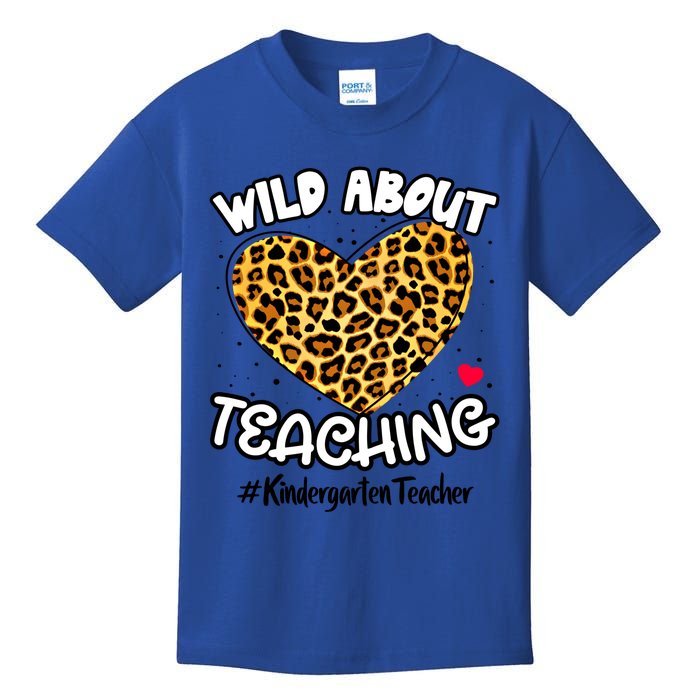 Wild About Teaching Kindergarten Teacher Squad Leopard Print Cute Gift Kids T-Shirt