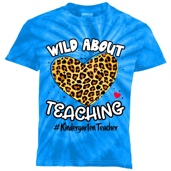 Wild About Teaching Kindergarten Teacher Squad Leopard Print Cute Gift Kids Tie-Dye T-Shirt