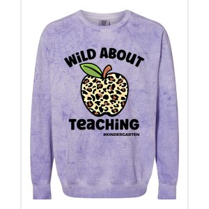 Wild About Teaching Kindergarten Leopard Teacher Gift Colorblast Crewneck Sweatshirt