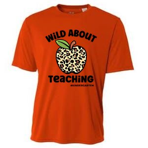 Wild About Teaching Kindergarten Leopard Teacher Gift Cooling Performance Crew T-Shirt