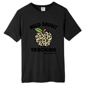 Wild About Teaching Kindergarten Leopard Teacher Gift Tall Fusion ChromaSoft Performance T-Shirt