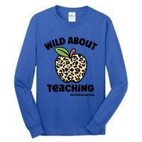 Wild About Teaching Kindergarten Leopard Teacher Gift Tall Long Sleeve T-Shirt