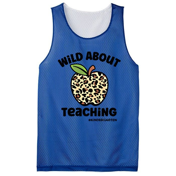 Wild About Teaching Kindergarten Leopard Teacher Gift Mesh Reversible Basketball Jersey Tank