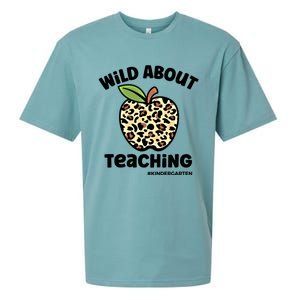 Wild About Teaching Kindergarten Leopard Teacher Gift Sueded Cloud Jersey T-Shirt