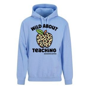 Wild About Teaching Kindergarten Leopard Teacher Gift Unisex Surf Hoodie