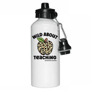 Wild About Teaching Kindergarten Leopard Teacher Gift Aluminum Water Bottle