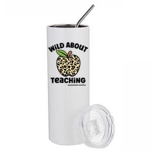 Wild About Teaching Kindergarten Leopard Teacher Gift Stainless Steel Tumbler