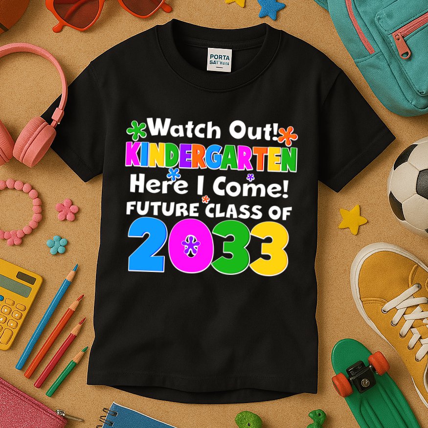 Watch Out! Kindergarten Here I Come! Future Class of 2033 Kids T-Shirt
