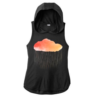 Water Color Cloud Rainy Day Ladies PosiCharge Tri-Blend Wicking Draft Hoodie Tank