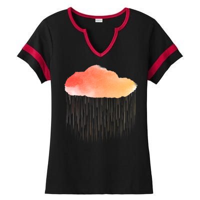 Water Color Cloud Rainy Day Ladies Halftime Notch Neck Tee