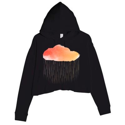 Water Color Cloud Rainy Day Crop Fleece Hoodie