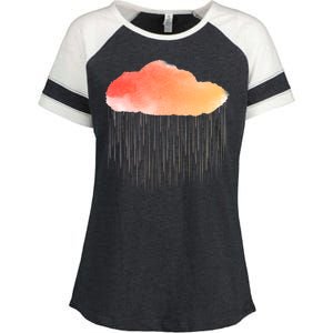 Water Color Cloud Rainy Day Enza Ladies Jersey Colorblock Tee