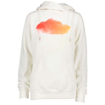 Water Color Cloud Rainy Day Womens Funnel Neck Pullover Hood