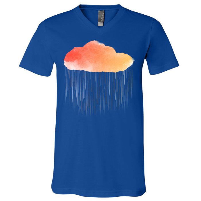 Water Color Cloud Rainy Day V-Neck T-Shirt