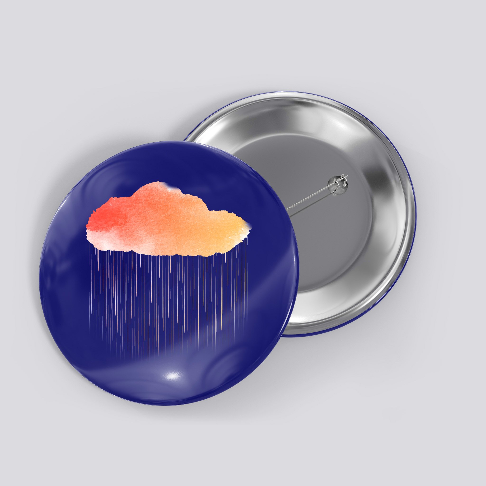 Water Color Cloud Rainy Day Button