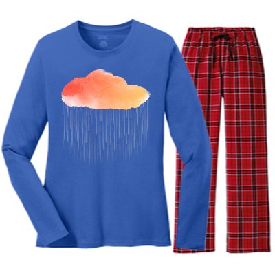 Water Color Cloud Rainy Day Women's Long Sleeve Flannel Pajama Set 