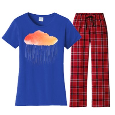 Water Color Cloud Rainy Day Women's Flannel Pajama Set