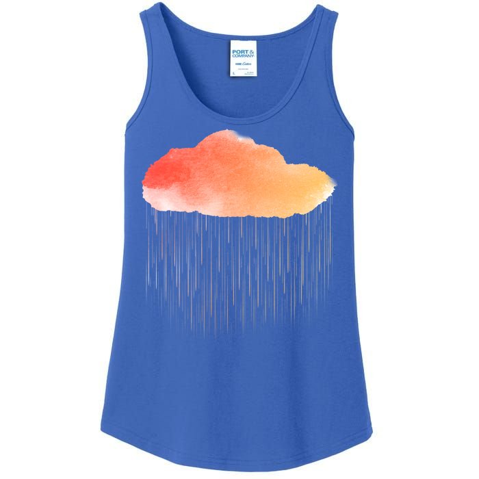 Water Color Cloud Rainy Day Ladies Essential Tank