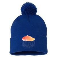 Water Color Cloud Rainy Day Pom Pom 12in Knit Beanie