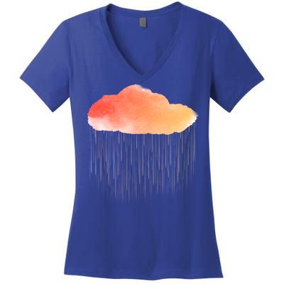 Water Color Cloud Rainy Day Women's V-Neck T-Shirt