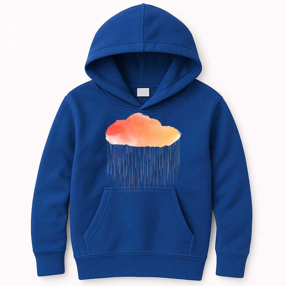 Water Color Cloud Rainy Day Kids Hoodie