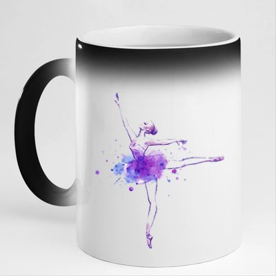 Watercolor Ballerina 11oz Black Color Changing Mug