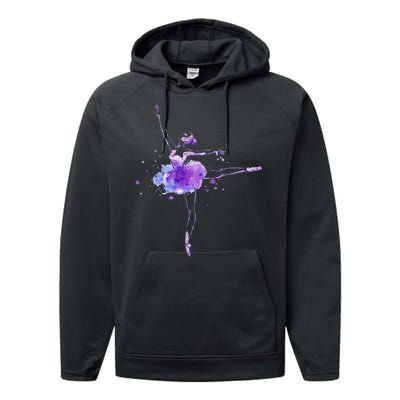 Watercolor Ballerina Performance Fleece Hoodie