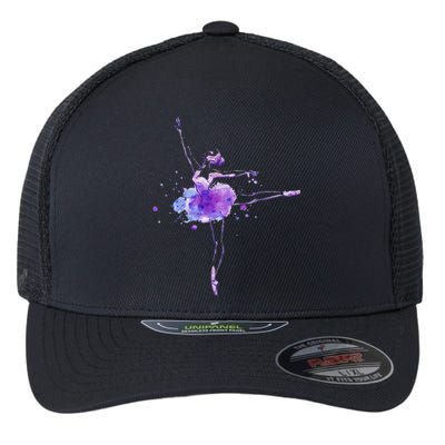 Watercolor Ballerina Flexfit Unipanel Trucker Cap