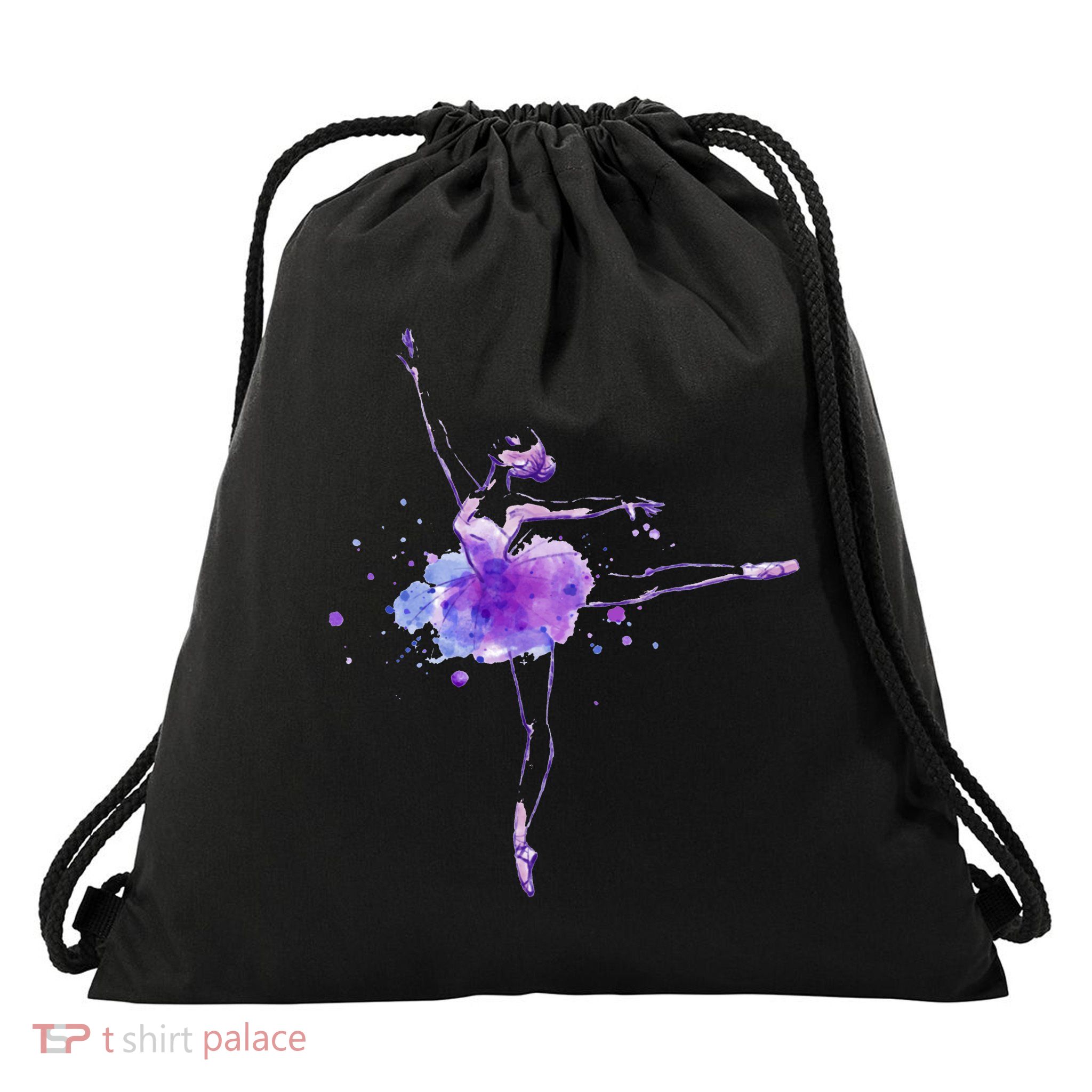 Watercolor Ballerina Drawstring Bag
