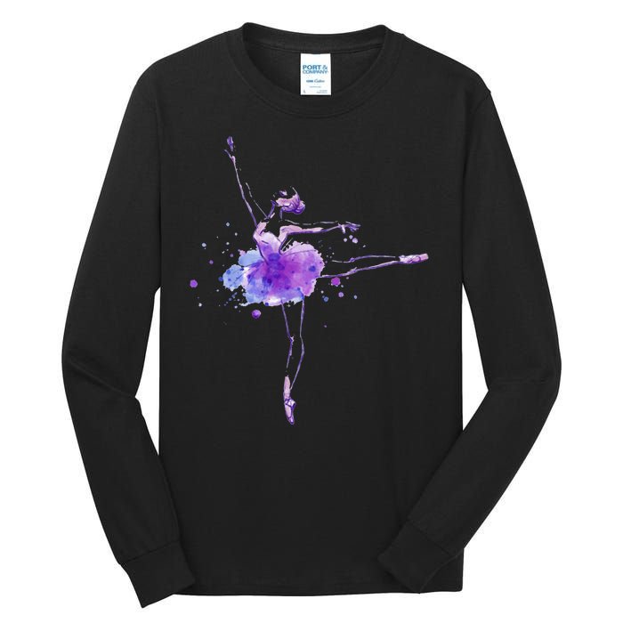 Watercolor Ballerina Tall Long Sleeve T-Shirt