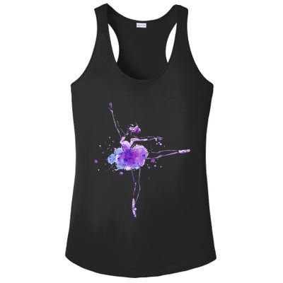 Watercolor Ballerina Ladies PosiCharge Competitor Racerback Tank