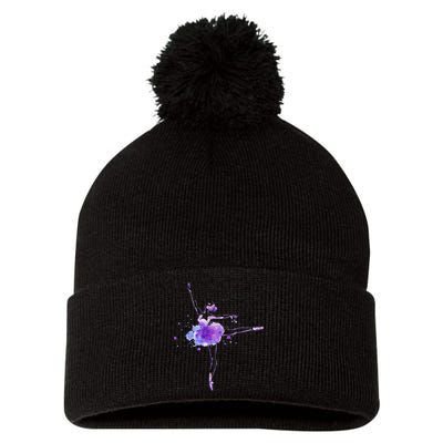 Watercolor Ballerina Pom Pom 12in Knit Beanie