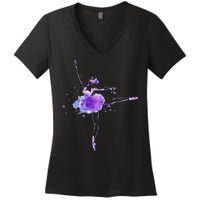 Watercolor Ballerina Women's V-Neck T-Shirt