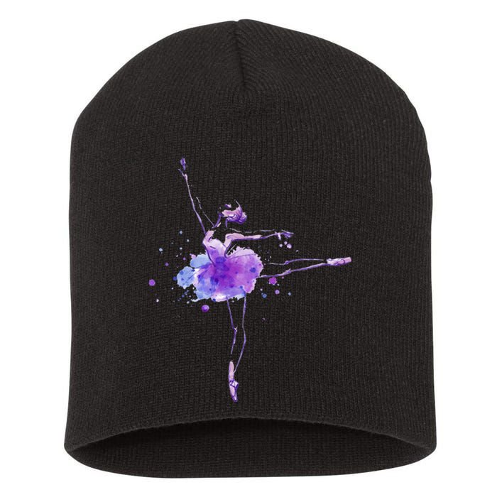 Watercolor Ballerina Short Acrylic Beanie