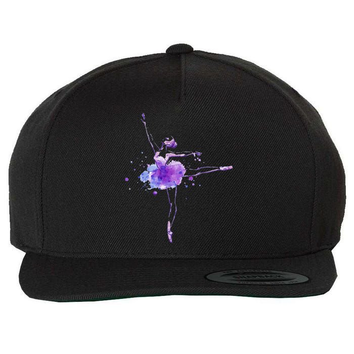 Watercolor Ballerina Wool Snapback Cap