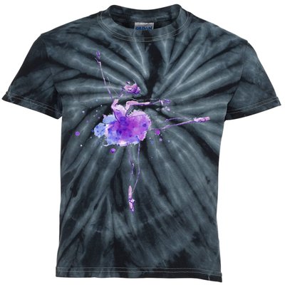 Watercolor Ballerina Kids Tie-Dye T-Shirt