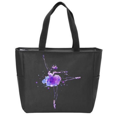 Watercolor Ballerina Zip Tote Bag