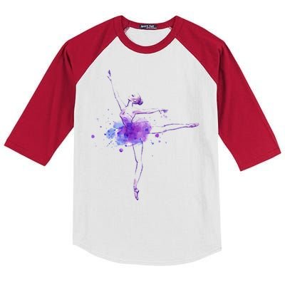 Watercolor Ballerina Kids Colorblock Raglan Jersey