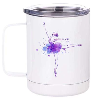 Watercolor Ballerina 12 oz Stainless Steel Tumbler Cup