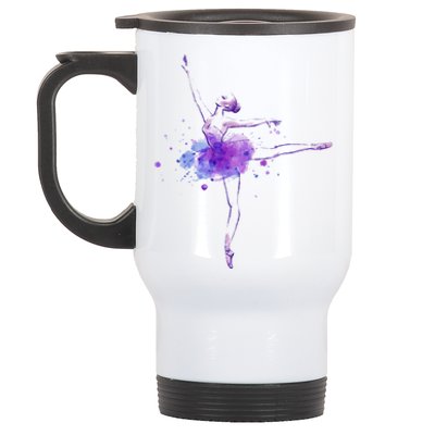 Watercolor Ballerina Stainless Steel Travel Mug