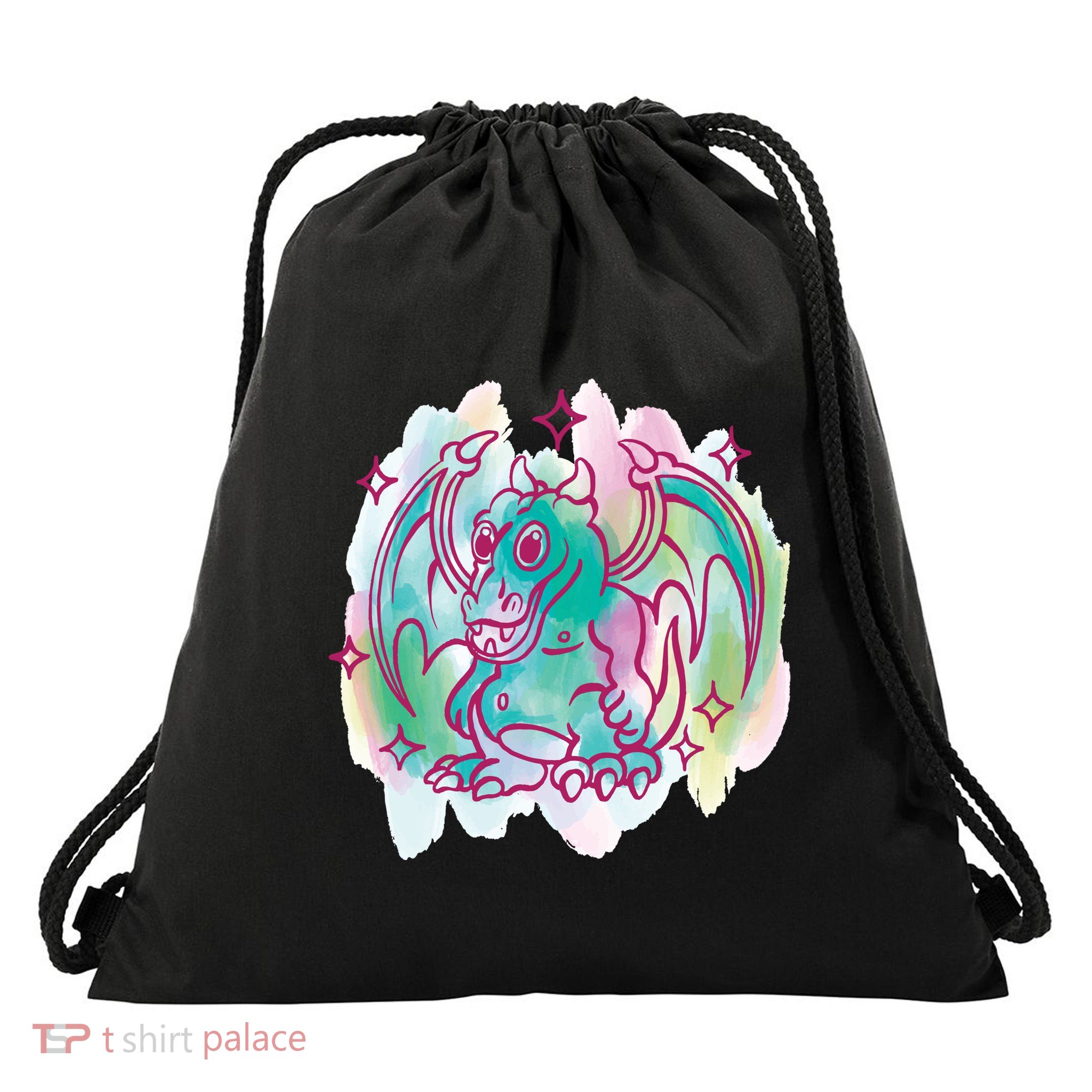 Watercolor Dragon Drawstring Bag