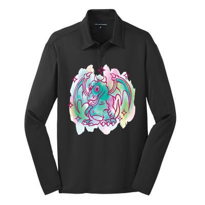 Watercolor Dragon Silk Touch Performance Long Sleeve Polo