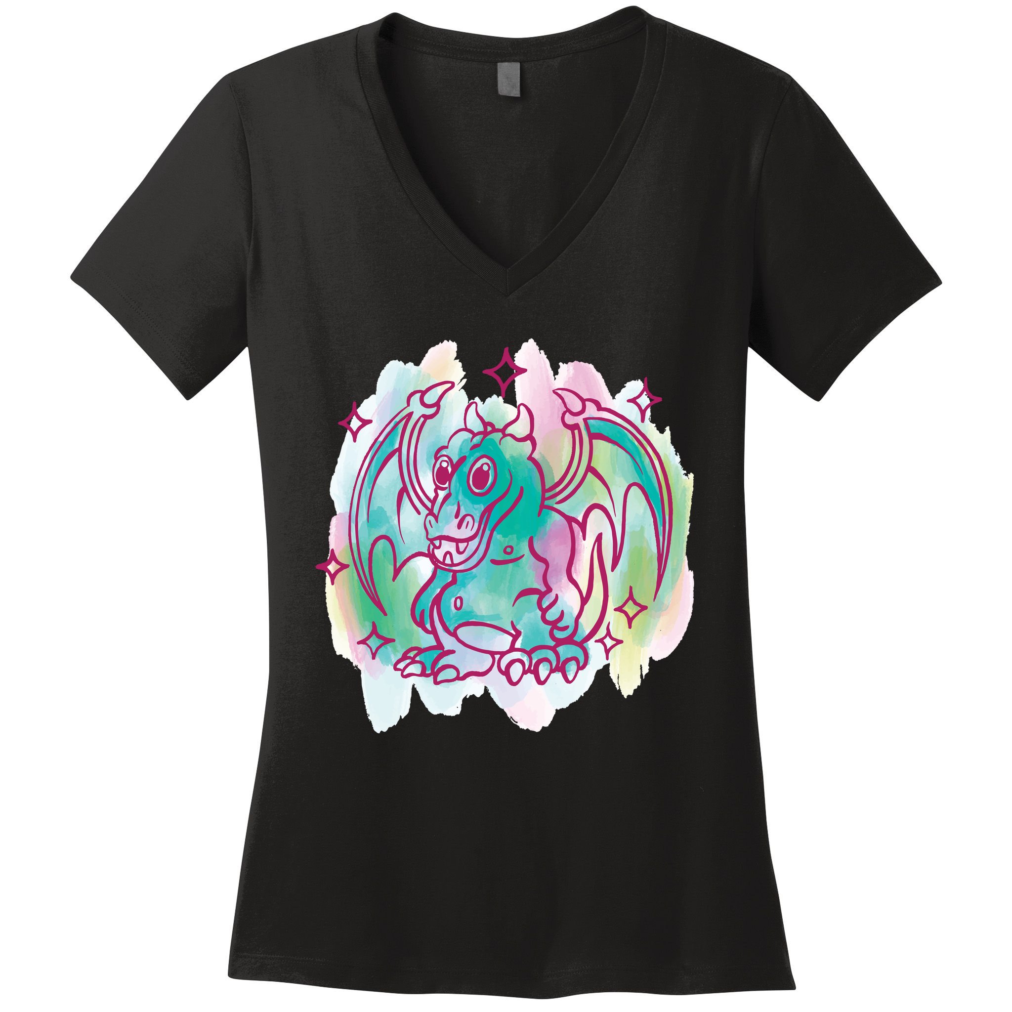 Watercolor Dragon Women's V-Neck T-Shirt