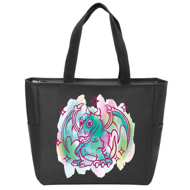 Watercolor Dragon Zip Tote Bag