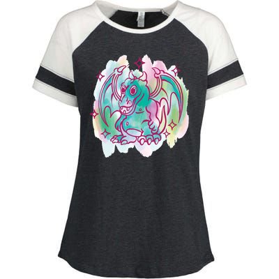 Watercolor Dragon Enza Ladies Jersey Colorblock Tee