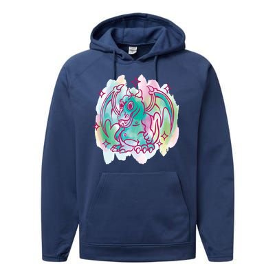 Watercolor Dragon Performance Fleece Hoodie