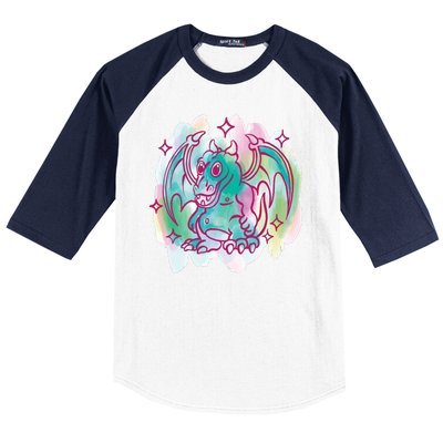 Watercolor Dragon Baseball Sleeve Shirt