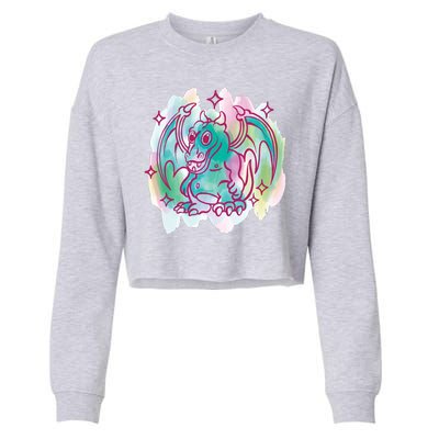 Watercolor Dragon Cropped Pullover Crew